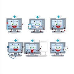 Doctor profession emoticon with among us monitor cartoon character