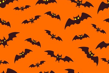 Happy Halloween Seamless pattern with black bat