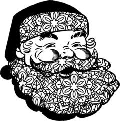 Zentangle Santa Claus, Christmas Spirit Vector Illustration