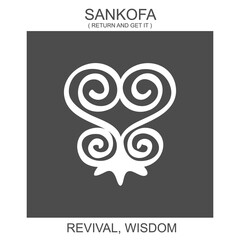Vector icon with african adinkra symbol Sankofa. Symbol of revival and wisdom