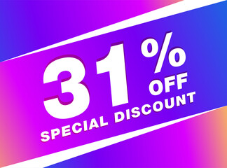 31% OFF Sale Discount Banner. Discount offer price tag. 31% OFF Special Discount offer