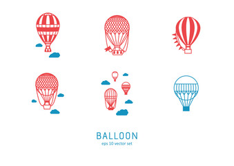 Balloon - vector icons set on white background.