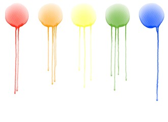 Abstract watercolor drawing on white background. Graphic design elements. Painted in multi color.