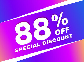 88% OFF Sale Discount Banner. Discount offer price tag. 88% OFF Special Discount offer