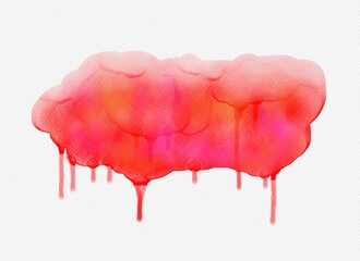Abstract watercolor drawing on white background. Graphic design elements. Painted in red color.