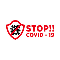 COVID - 19 Vector Concept Illustration Flat Abstract STOP CORONA VIRUS. STOP Sign Covid -19 icon design ISOLATED, White and Red.eps