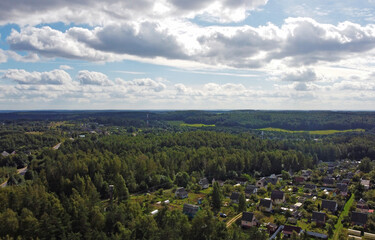 Obraz premium Beautiful top view of forest landscape with green trees