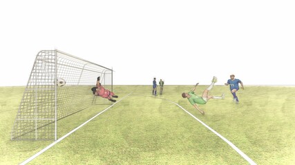 フットサル 屋外 ゴールシーン スライディング有り イラスト12 Athlete Wall Mural Athle Hiro Studio