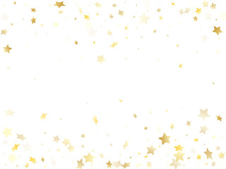 Flying gold star sparkle vector with white background.