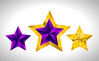 Obraz premium Set Different types and forms of gold color stars. Illustration Christmas New Year