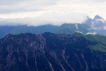 Fototapeta premium Panorama of Alps opening from Fellhorn peak, Bavaria, Germany