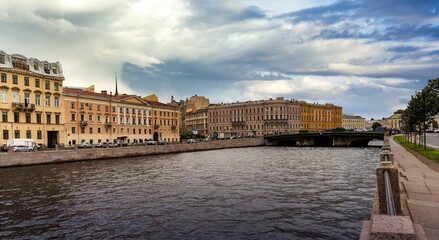 Naklejka premium St.Peterburg. Russia. River in Saint Petersburg Russia. Saint Petersburg with its buildings.