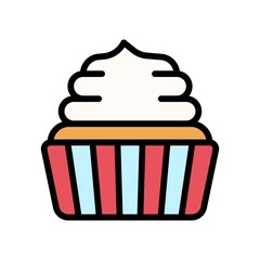 bakery shop icons related cup ice cream with strips vectors with editable stroke,