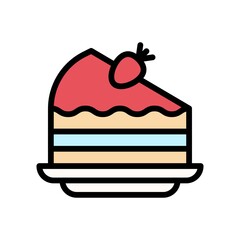 bakery shop icons related bakery cake in layers with plate vectors with editable stroke,