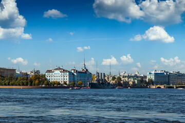 Fototapeta na wymiar Neva river in Saint Petersburg. Russia. Autumn day.