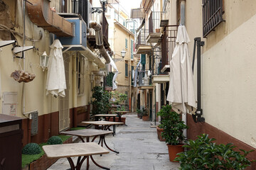 Italy. sicilia. Narrow streets in Cefalu.