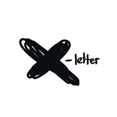 Letter x doodle sketch logo icon sign cross symbol Hand drawn ink brush calligraphy lettering Children's cartoon design style Fashion print clothes apparel greeting invitation card banner poster flyer