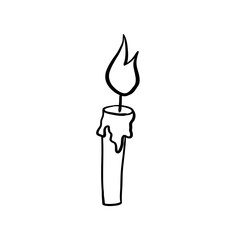 Halloween candle doodle element. Isolated vector illustration for october holiday design