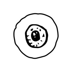 Fototapeta premium Halloween eye doodle element. Isolated vector illustration for october holiday design