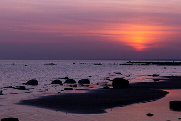 Fototapeta na wymiar Sunset over Gulf of Finland.