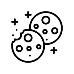 bakery shop icons related baked cockies or biscuits vectors in lineal style,