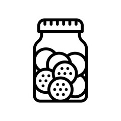 bakery shop icons related baked cockies or biscuits jar vectors in lineal style,