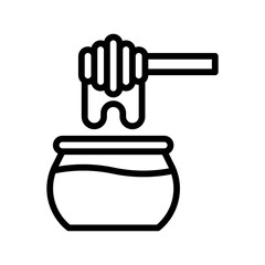 bakery shop icons related honey jar with stick vectors in lineal style,