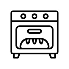 bakery shop icons related oven with bread and buttons vectors in lineal style,