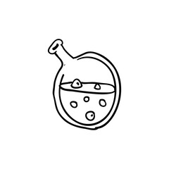 Halloween doodle poison bottle with element. Isolated vector illustration for october holiday design