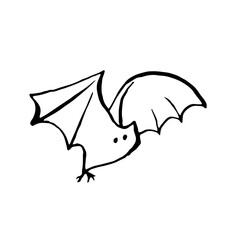 Fototapeta premium Halloween bat doodle element. Isolated vector illustration for october holidays design