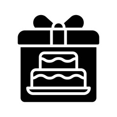 bakery shop icons related cake with plate and gift box vectors in solid design,
