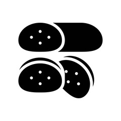 bakery shop icons related baked cake roll with slices vectors in solid design,