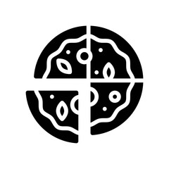 bakery shop icons related pizza with pizza slice vectors in solid design,