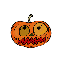 Halloween pumpkin sewn mouth surgical suture logo icon sign symbol emblem element Hand drawn Cartoon cute funny design Abstract children's style Fashion print clothes greeting invitation card banner 