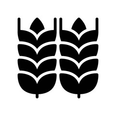 bakery shop icons wheat leafs with wheat seeds vectors in solid design,