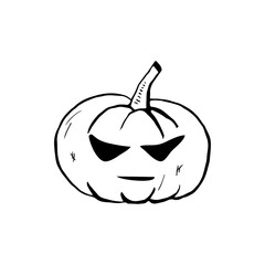 Halloween doodle pumpkin in sun glasses element. Isolated vector illustration for holiday design