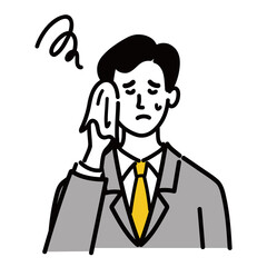 男性　若い　スーツ　ベクター　ポップ　困っている　冷や汗

