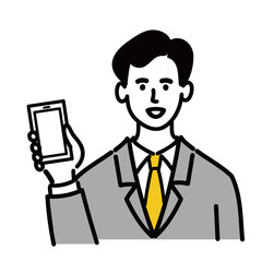 男性　若い　スーツ　ベクター　ポップ　携帯電話　スマホ
