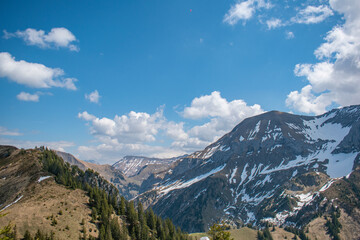 Fototapeta premium Beautiful swiss alps mountains. Alpine meadows. 