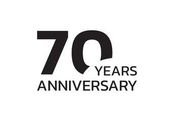70th anniversary logo. 70 years celebrating icon or badge. Vector illustration.