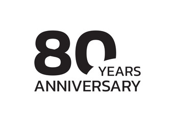 80th anniversary logo. 80 years celebrating icon or badge. Vector illustration.