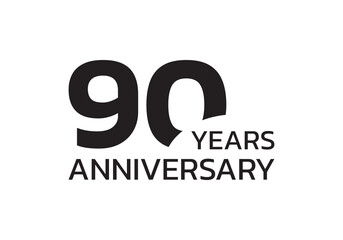 90th anniversary logo. 90 years celebrating icon or badge. Vector illustration.