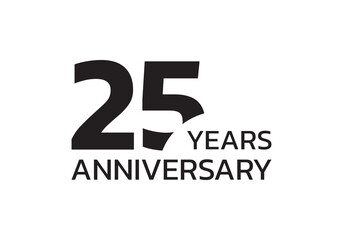 25th anniversary logo. 25 years celebrating icon or badge. Vector illustration.