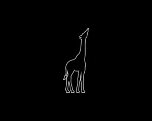 Giraffe Silhouette on Black Background. Isolated Vector Animal Template for Logo Company, Icon, Symbol etc
