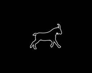 Goat Silhouette on Black Background. Isolated Vector Animal Template for Logo Company, Icon, Symbol etc