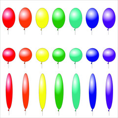 Balloons for the holiday of different colors and shapes