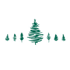 Christmas trees vector set. Pine tree, fir tree. Green silhouettes illustration isolated on white background