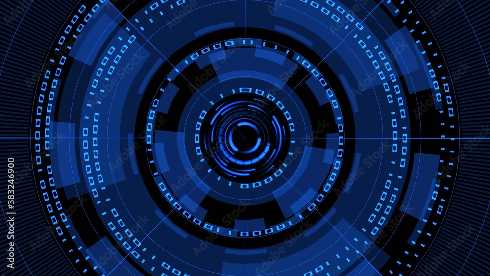 Poster abstract futuristic background of matrix style binary code built into hud elements - digital systems