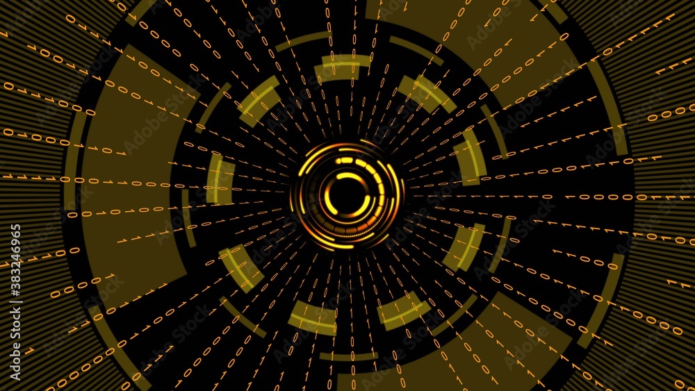Poster abstract futuristic background of matrix style binary code built into hud elements - digital systems