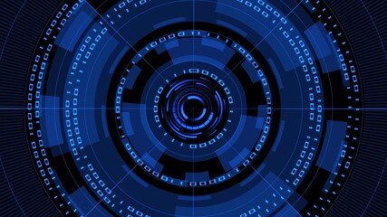 Abstract futuristic background of matrix style binary code built into HUD elements - digital systems technology theme - cyber internet or network concept - 3D illustration